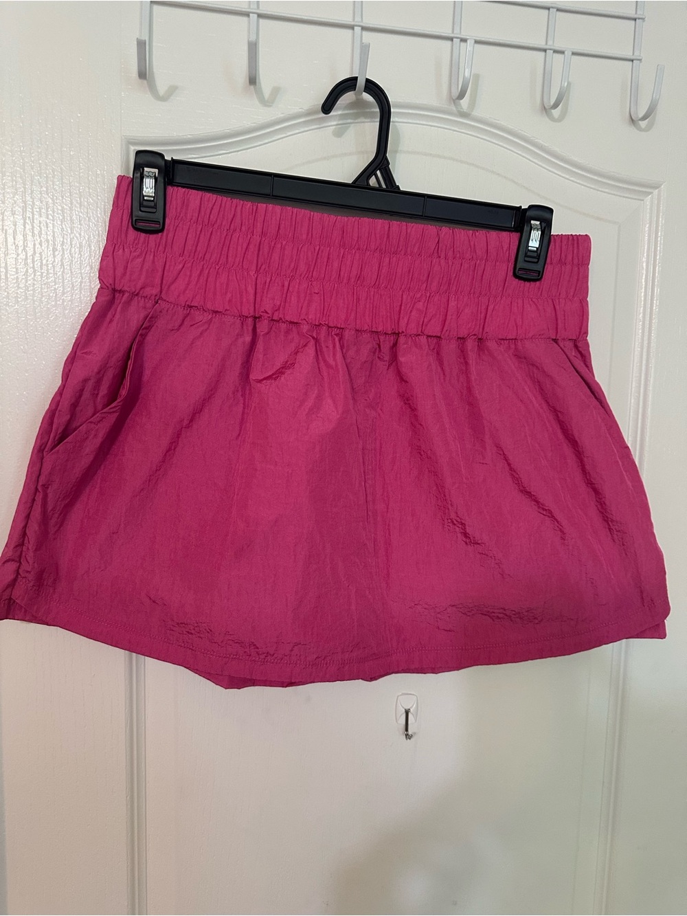 Pink Swishy Nylon Athletic Skort Shorts High Waist XL